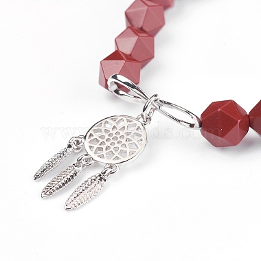 Natürliche rote Jaspisperlen Charm Armbänder(BJEW-O162-D07)-2