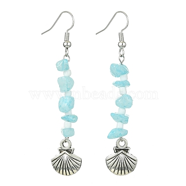 Natural White Jade(Dyed) Chips Dangle Earrings(EJEW-JE05578)-4