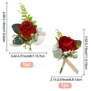 Craspire 2 pcs 2 style tissu de soie imitation rose corsage boutonnière(AJEW-CP0001-61C)-2