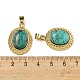 Pendentifs ovales naturels africains turquoise (jaspe)(G-B079-02G-01)-3