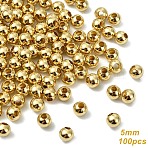 100Pcs 304 Stainless Steel Beads, Round, Real 24K Gold Plated, 5x4.5mm, Hole: 2mm(STAS-YW0002-96)