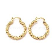 Rack Plating Brass Twist Ring Hoop Earrings for Women, Cadmium Free & Lead Free, Real 18K Gold Plated, 32.5x28.5x4.2mm, Pin: 0.8~1.4x0.7mm(EJEW-P221-38G)