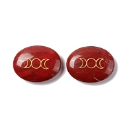 Natural Red Jasper Healing Massage Palm Stones, Pocket Worry Stone, for Anxiety Stress Relief Therapy, Oval with Triple Moon, 33x43x11~12mm(G-E579-03C)