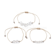 3Pcs 3 Style Natural Quartz Crystal Braided Bead Bracelets Set, Nylon Thread Adjustable Bracelets for Women, Inner Diameter: 3-3/8 inch(8.5cm), 1Pc/style(BJEW-JB09334-09)