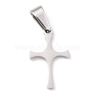 304 Stainless Steel Pendants, Cross, Stainless Steel Color, 20x12x1.2mm, Hole: 3.5x7mm(STAS-H122-03P)