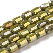 Electroplate Glass Beads Strands, Faceted, AB Color, Column, Olive, 4x6mm, Hole: 1mm, about 80pcs/strand, 18.11''(46cm)(EGLA-D031-01G)