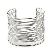 304 Stainless Steel Multi Line Cuff Bangles, Stainless Steel Color, Inner Diameter: 1-7/8x2-1/2 inch(4.9x6.25cm)(BJEW-E079-01P)