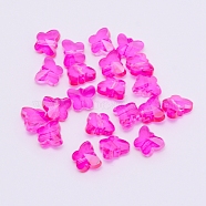 Transparent Glass Beads, Faceted, Butterfly, Magenta, 6.5x8x5.5mm, Hole: 1mm(GLAA-P037-02B-31)