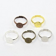 Brass Pad Ring Base Findings, Adjustable, Mixed Color, 19mm(EC022-M-NR)