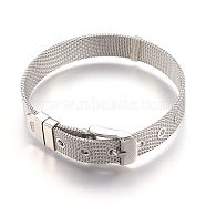 304 Stainless Steel Watch Bands, Watch Belt Fit Slide Charms, Stainless Steel Color, 8-1/2 inch(21.5cm), 10mm(X-WACH-P015-02P)