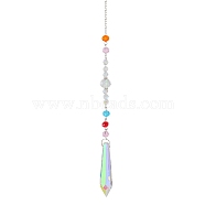 Crystal Glass Sun Catcher Pendant, Rainbow Maker, DIY Garden & Home Decoration, Cone, 400mm(PW-WG29942-06)