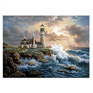 DIY Scenery 5D Full Drill Diamond Painting Kits, including Resin Rhinestones, Diamond Sticky Pen, Tray Plate and Glue Clay, Lighthouse Pattern, 300x400mm(DIAM-PW0001-245-07)