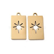 201 Stainless Steel Pendants, Rectangle with Star Charm, Golden, 16x9x1mm, Hole: 1.2mm(STAS-K251-056G)
