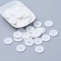 Acrylic Sewing Buttons, Plastic Shirt Buttons for Costume Design, 4-Hole, Dyed, Flat Round, White, 25x3mm, Hole: 2mm(BUTT-E076-D-01)