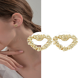 1Pair Zinc Alloy Stud Earrings, Heart, Golden, 12.5x14mm(EJEW-LP0008-023G)