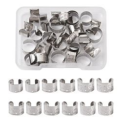 36Pcs 6 Style 304 Stainless Steel Cuff Earring Findings, with Holes, Star & Word Pattern, Stainless Steel Color, 10~12x9~10x6~7mm, Hole: 0.8~0.9mm, 6Pcs/style(STAS-KS0001-18)