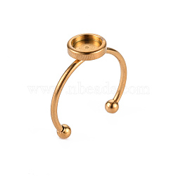 201 Stainless Steel Cuff Pad Ring Settings, Laser Cut, Golden, Tray: 6mm, US Size 8(18mm)(STAS-S080-042B-G)
