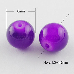 Imitation Jade Glass Beads Strands, Spray Painted, Round, Dark Violet, 6mm, Hole: 1.3~1.6mm, about 133pcs/strand, 31.4 inch(DGLA-S076-6mm-37)