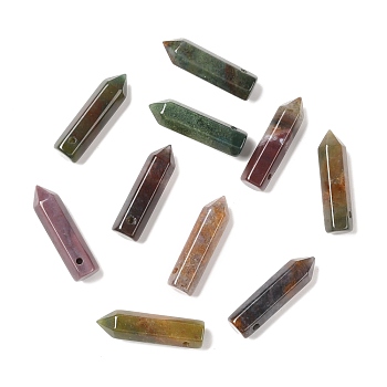 Natural Indian Agate Pointed Pendants, Faceted, Bullet, 30~33x8~9mm, Hole: 1.4~1.6mm