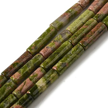 Natural Unakite Beads Strands, Column, 13.5~14x4~4.5mm, Hole: 1.2mm, about 28pcs/strand, 15.16''(38.5cm)