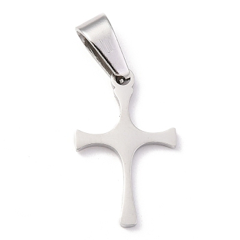 304 Stainless Steel Pendants, Cross, Stainless Steel Color, 20x12x1.2mm, Hole: 3.5x7mm