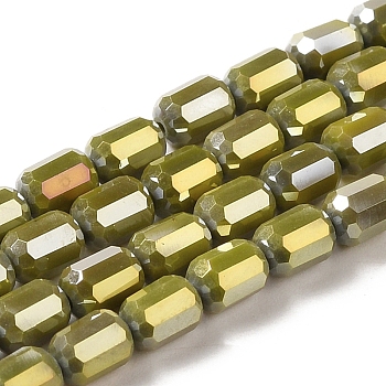 Electroplate Glass Beads Strands, Faceted, AB Color, Column, Olive, 4x6mm, Hole: 1mm, about 80pcs/strand, 18.11''(46cm)
