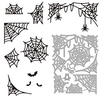 Halloween Carbon Steel Cutting Dies Stencils, for DIY Scrapbooking, Photo Album, Decorative Embossing Paper Card, Stainless Steel Color, Spider Web Pattern, 139x108x0.8mm