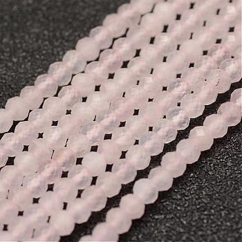 Natural Rose Quartz Beads Strands, Faceted, Rondelle, 3x2mm, Hole: 0.5~0.6mm, about 129~173pcs/strand, 15.5 inch(39.5cm)