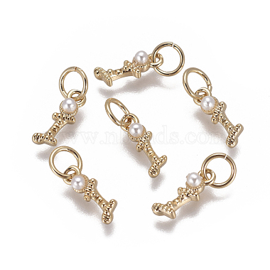 Golden Clear Brass+Cubic Zirconia+Shell Charms