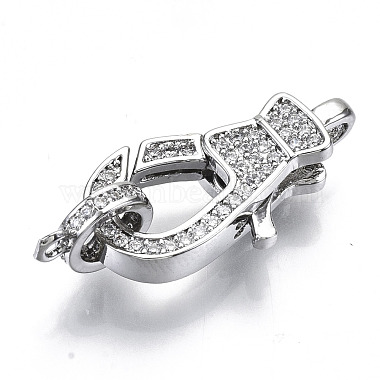 Brass Micro Pave Clear Cubic Zirconia Lobster Claw Clasps(KK-N227-49P-NF)-2
