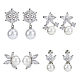 4 Pairs 4 Style Brass Micro Pave Cubic Zirconia Stud Earrings with Plastic Imitation Pearls(EJEW-FI0003-11)-8