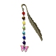 Marque-page pendentif en émail en alliage papillon avec perle de pierre précieuse chakra(AJEW-JK00253-02)-1