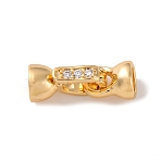 Brass Micro Pave Clear Cubic Zirconia Fold Over Clasps, Nickel Free, Real 18K Gold Plated, 17.5mm(KK-C076-04G)