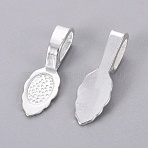 Tibetan Style Alloy Glue-on Flat Pad Bails, Cadmium Free & Lead Free, Silver, 26x8x7mm, Hole: 5x8mm(K0P9R021)