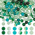 240Pcs 6 Colors Spray Printed Crackle Glass Beads, Round, Mixed Color, 8mm, Hole: 1.3~1.6mm(CCG-HY0001-02B)