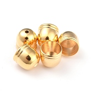 Brass Core End Caps, Long-Lasting Plated, Column, Real 24K Gold Plated, 10x10mm, Hole: 1.6mm, Inner Diameter: 8mm(KK-O139-15F-G)