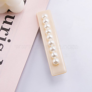 Rectangle Cellulose Acetate Hair Barrettes, Plastic Imitation Pearls Hair Accessories for Girls, Navajo White, 87x16x25mm(PW-WG35971-01)