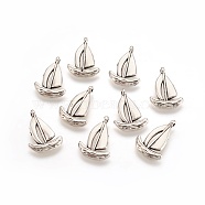 Tibetan Style Alloy Pendants, Sailing Boat Charms, Lead Free, Cadmium Free and Nickel Free, Antique Silver, 13mm wide, 19mm long, hole: 1mm(X-LF0998Y-NF)