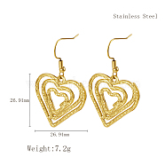 Stylish Stainless Steel Spiral Pendant Dangle Earrings for Daily Wear, Multiple Options, Golden, Heart, 26.91x26.91mm(NP0587-2)