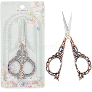 1Pc Peach Blossom Stainless Steel Scissors, Embroidery Scissors, Sewing Scissors, with Zinc Alloy Handle, Red Copper, 112x45mm(AJEW-SC0002-78B)