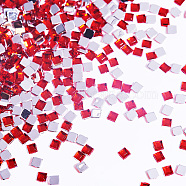 Flat Back Acrylic Rhinestone Cabochons, Nail Art Decoration Accessories, Square, Red, 2x2x1mm, about 10000pcs/bag(MRMJ-T022-01F)