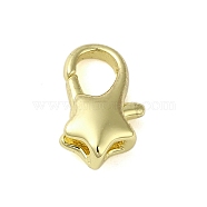 Brass Lobster Claw Clasps, Star, Golden, 13x7.5x4.5mm, Hole: 1.5x2.5mm(KK-B089-22A-G)