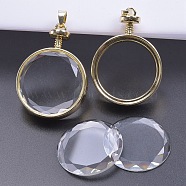 Alloy Locket Pendants, with Glass, DIY Accessories for Jewelry Pendants Making, Round, 46x33x13mm(PW23032018007)