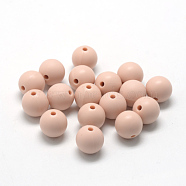 Food Grade Eco-Friendly Silicone Beads, Chewing Beads For Teethers, DIY Nursing Necklaces Making, Round, PeachPuff, 14~15mm, Hole: 2mm(X-SIL-R008C-54)