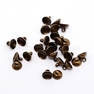 Brass Bead Cap Pendant Bails, for Globe Glass Bubble Cover Pendant Making, Antique Bronze, 8x6.5mm, Hole: 2mm, 100pcs/bag(KK-TAC0006-01AB)