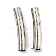 304 Stainless Steel Tube Beads, Curved Tube, Stainless Steel Color, 15x3mm, Hole: 2.5mm(STAS-B047-27C-P)