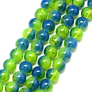 Baking Painted Glass Beads Strands, Imitation Opalite, Round, Green Yellow, 8mm, Hole: 1.3~1.6mm, about 100pcs/strand, 31.4 inch(DGLA-Q023-8mm-DB63)