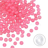 DIY Jewelry Bracelet Making Kits, 200Pcs 6mm Dyed Round Natural White Jade Beads and Flat Elastic Thread, Pearl Pink, 6mm, Hole: 1mm, 200pcs/box(DIY-SZ0003-68K)