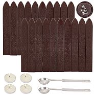 CRASPIRE DIY Scrapbook Kits, Including Candle, Stainless Steel Spoon and Sealing Wax Sticks, Coffee, 9x1.1x1.1cm, 20pcs(DIY-CP0002-71J)