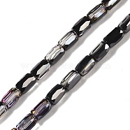 Electroplate Glass Beads Strands, Half Plated, Faceted, Column, Black, 6.5x4mm, Hole: 0.8mm, about 80pcs/strand, 20.08''(51cm)(GLAA-Q101-02A-HP04)
